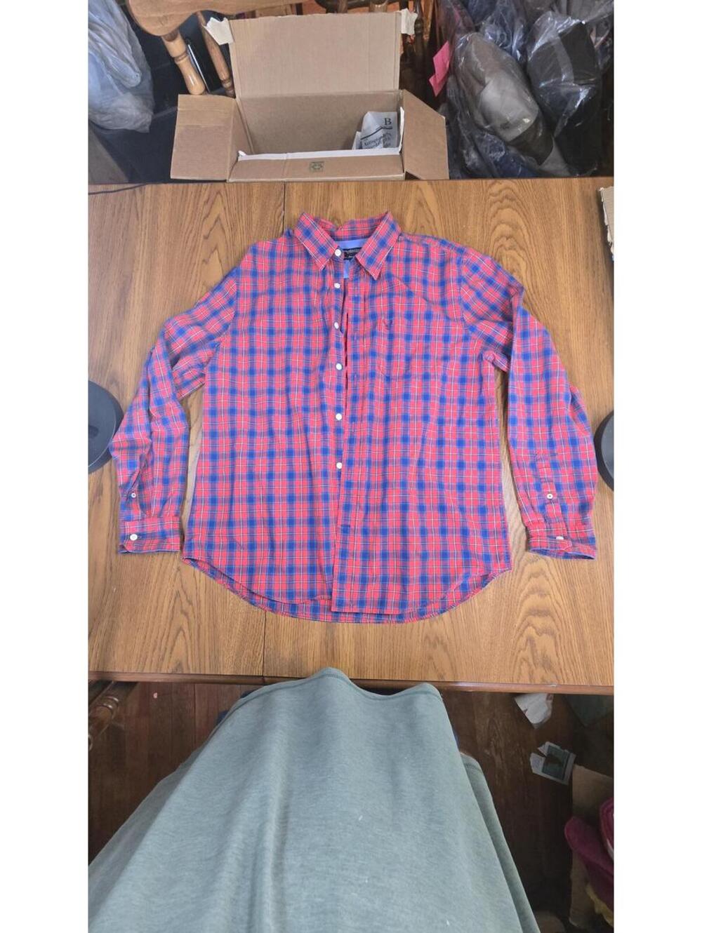 American Eagle Athletic Fit Plaid Button-Up Shirt XL/TG